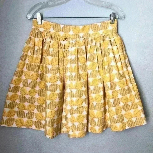 Handmade gathered yellow gray leaves miniskirt with zipper closure M-L? - Picture 2 of 6